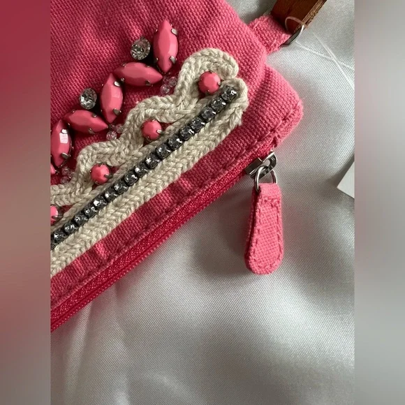 NWT LOFT Pink Clutch Bag with Beading - Picture 6 of 6